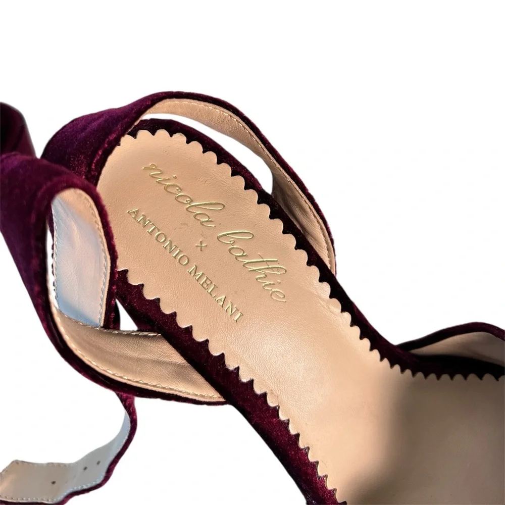 Antonio‎ Melani x Nicola Bathie Emilia Velvet Burgundy Platform Sandals 9M